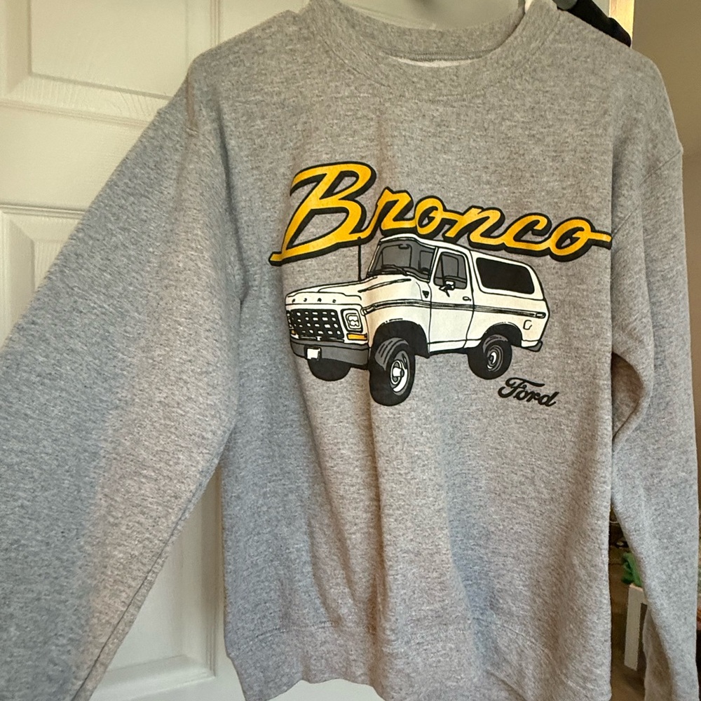 Ford Bronco Gray and Yellow Crewneck Sweater